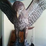The eagle is a bronze sculpture by Carl McClesky.